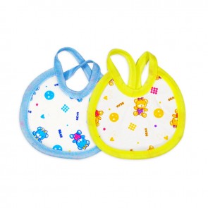 Little One Baby Pack Of 2 Bibs Bear Blue & Yellow