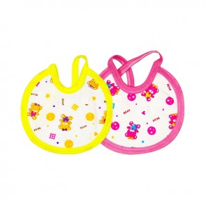 Little One Baby Pack Of 2 Bibs Bear Pink & Yellow