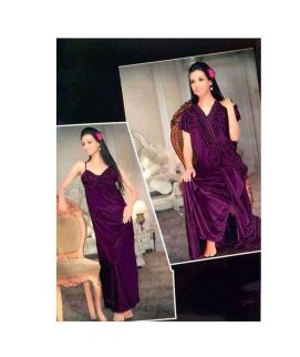 6Pc Bridal Nightwear Set Purple Gown