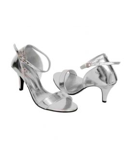 Silver Rexine Heels For Women
