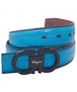 Leather Mens Belt Blue