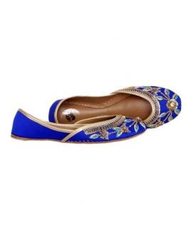 Blue Hand Embroidered Khussa for Women