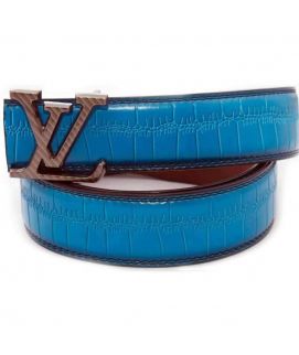 Mens Blue Leather Belt