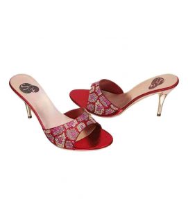 Red Faux Leather High Heels For Women