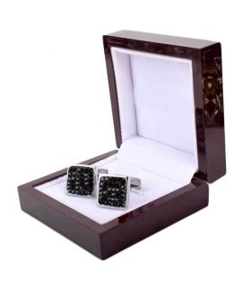 Black Square With Silver Cufflinks For Men