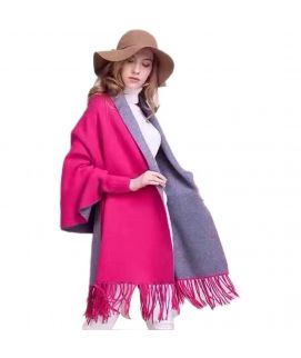 Women's Pink & Grey Sleeves Shawl