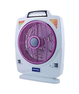 Geepas Rechargeable Fan with LED light - White (Brand Warranty)