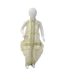 Girls Sleevless Shirt With Dhoti Syle Green