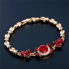 18K Gold Plated Ruby Bracelet Jewellery 