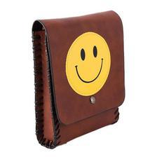 Dark Brown Smiley Short Purse And Clutch With Long Belt