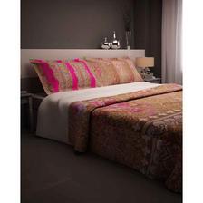 Brown Print Bedsheet With 1 Pillow Cover - Single Bed - Dark Pink