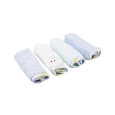 Pack of 4 - Baby Wash Clothes Face Towel For Baby Bath - 100% Cotton - 9x9 Inch - Blue