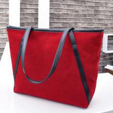Shopping Mania Red Suede Leather Bag