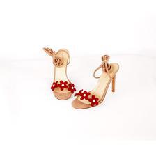 Synthetic Red Flower Heels For Women