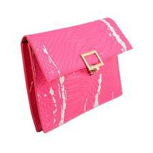 Leather Long Belt Clutch And Short Purse For Women - 7X5" - Dark Pink