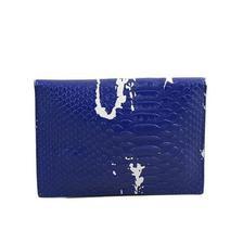 Leather Long Belt Clutch And Short Purse For Women - 7X5" - Dark Blue
