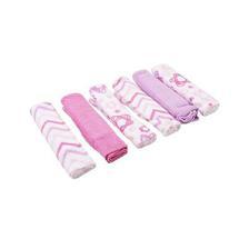 Pack of 6 - Baby Wash Clothes Face Towel For Baby Bath - 100% Cotton - 9x9 Inch - Purple