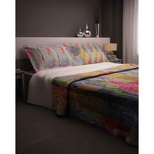Flowers Print Bedsheeet With 1 Pillow Cover - Single Bed - Blue