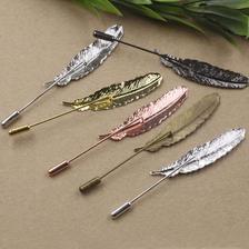 Shopping Mania Metal Feather Lapel Pin