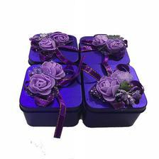 Pack of 4 Square Shape Tin  Box for Jewellery/Gift - Indigo