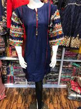Navy Blue Embroidered Stitched Kurti by Classy Fashions