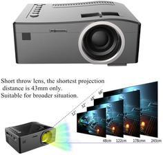 UNIC UC18 Mini Portable Video Projector Full HD 1080P LCD LED Home Theater Cinema Mini Portable Video Projector  Black-(N)