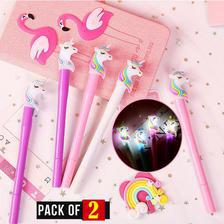 Pack of 2 Led Unicorn Gel Pens For Kids Girls Gift School Office Supplies Creative Stationery