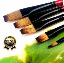Pack of 5 Flat Paint Brush Acrylic Oil Watercolor Painting Craft Art Kit - Royal Art Premium Quality