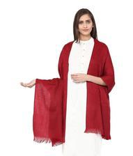 RED WOMENS WOVEN EXTRA FINE WOOL BLEND PASHMINA SHAWL WITH PAISELEY WEAVE