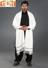 Fancy Wool Shawl For Men Warm Muree-White