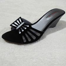 Dark Black Wedge Heels For Women