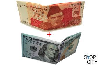 Combo of two Wallets Rs 5000 & 100 Dollars Shaped Wallet For Men Five Thousand Rupee Note Wallet Purse
