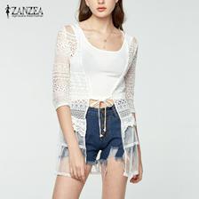 ZANZEA Women Summer Long Sleeve Embroidered Cardigan Lace Crochet Jacket Coat Tops Cover Up
