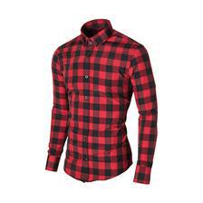 Red Casual Shirt With Black Check For Mens