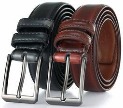 Original high quality stylish pack of 2 leather big buckle belts for men