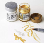 SAKURA Poster Color Watercolor Metallic Paint Silver & Gold 30ml Japan Pack of 2