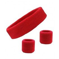 Brand Mall 3 Pcs Athletic Bands Set For Women - Red