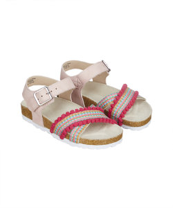 neon pom footbed sandals