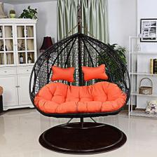 Double Sized Patio Rattan Swing With Cushion & Stand IAS-030 Multicolor