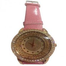 Light Pink Casual Disco Crystal Watch Pink