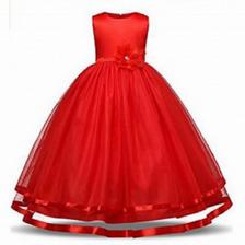 Stylish Silk & Net Frock For Baby Girl Red