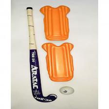 Pack of 3 Hockey Set Hockey with Ball and Shin Pads SP-71