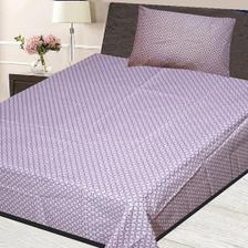 Printed Single Bed Sheet with Pillow CV-04 Purple