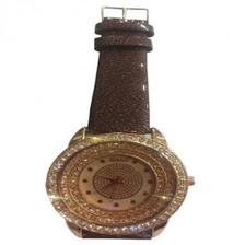Casual Disco Crystal Watch Brown