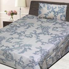 Printed Single Bed Sheet with Pillow CV-03 Blue