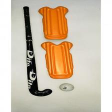 Pack of 3 Hockey Set Hockey with Ball and Shin Pads SP-73