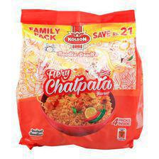 Kolson Fiery Chatpata Instant Noodles, Family Pack, 4 Count
