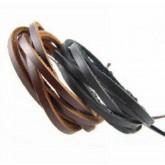2-pack Leather Black & Brown Bracelets - Fashion Adjustable Leather Wristband Cuff Bracelet Sl2494