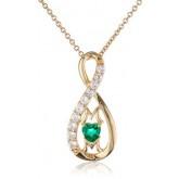 14k Yellow Gold-Plated Created Emerald Pendant