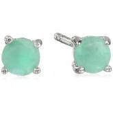 Sterling Silver 4mm Round Emerald Earring
